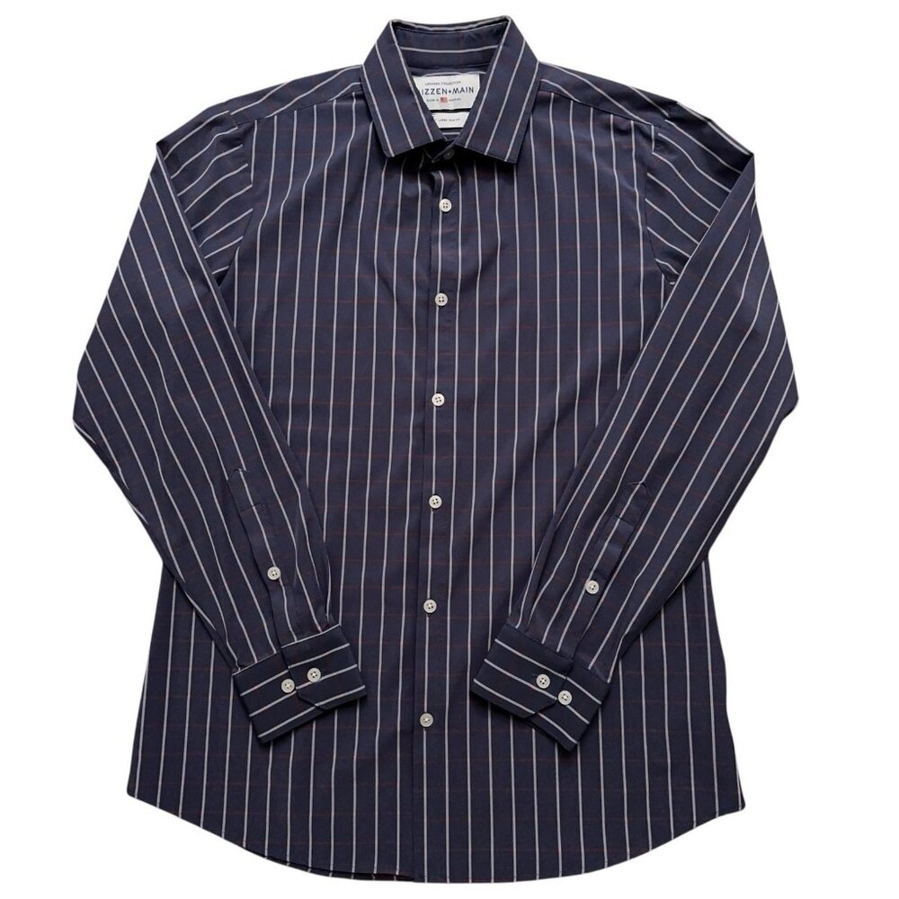 Mizzen+Main Shirt Mens L Trim Fit Long Sleeve Performance Stretch Plaid Purple